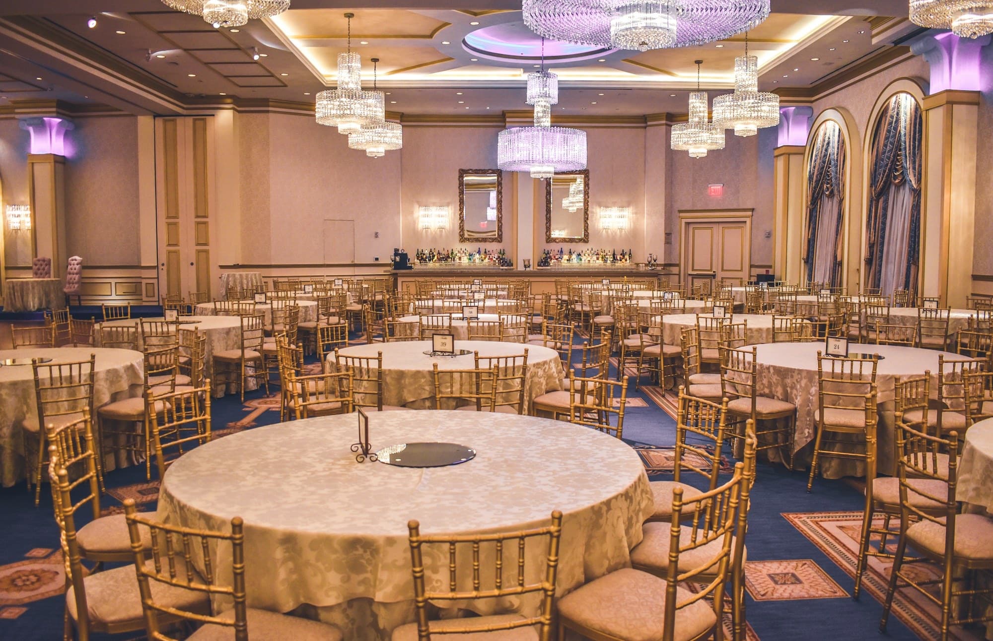 Banquet hall set for an event