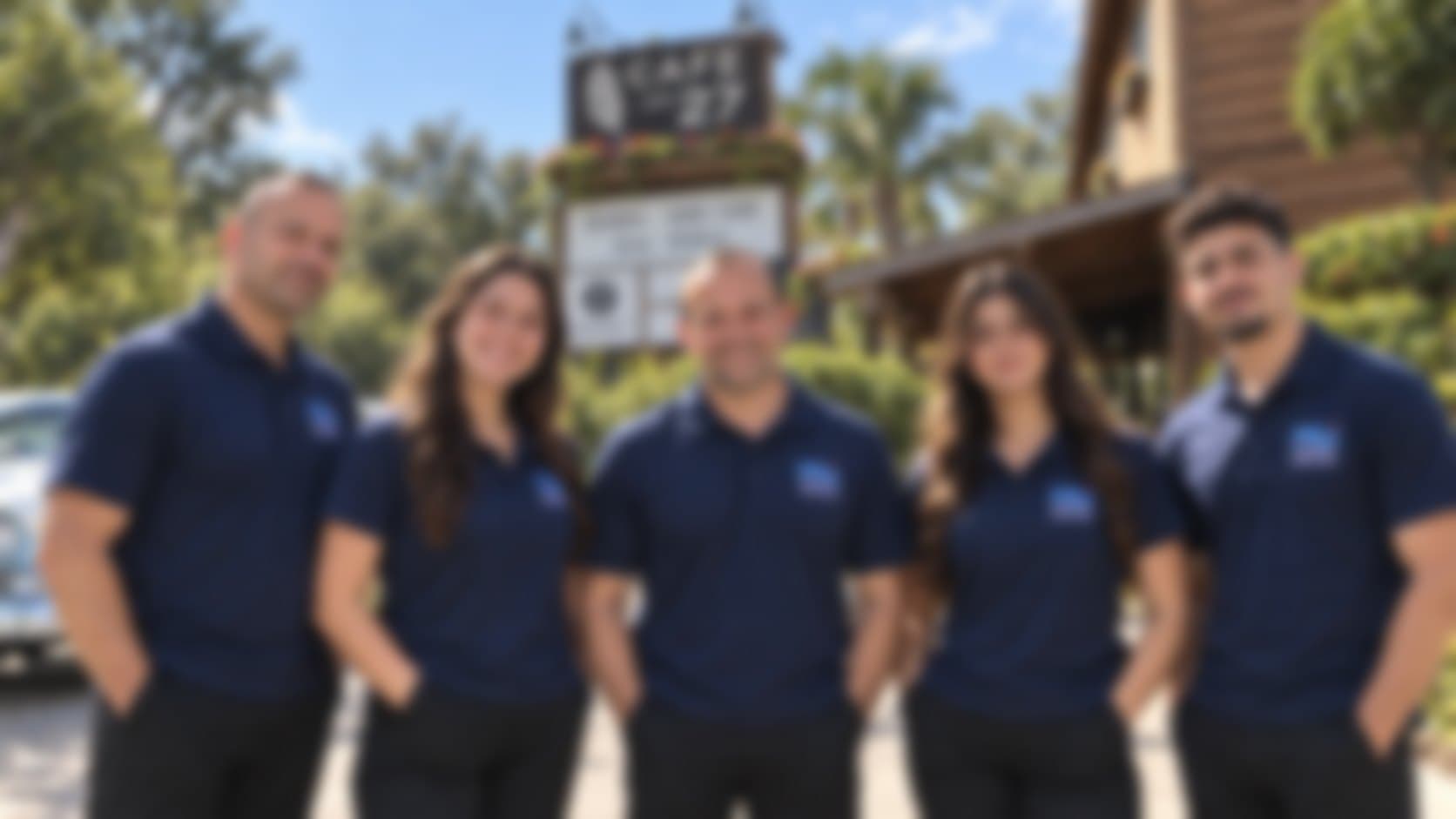 The MLI valet team in uniform outside a Topanga restaurant